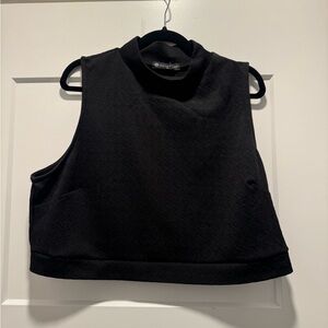 Fashion to Figure Black Textured Cropped Mock Neck Tank